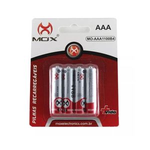 Pilhas Recarregáveis AAA de 1000mAh 4 Unid Mox Mo-aaa1000b4