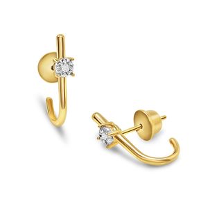 Brinco Ear Hook de Ouro 18k com 3 pontos de Diamante