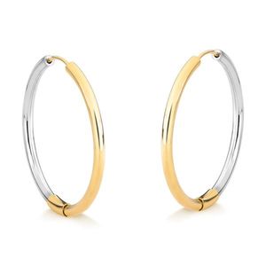 Brinco de Argola em Ouro 18k Branco e Amarelo