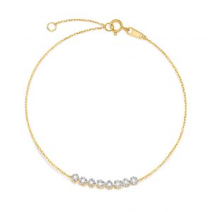 Pulseira de Ouro 18k com 04 Pontos de Diamante