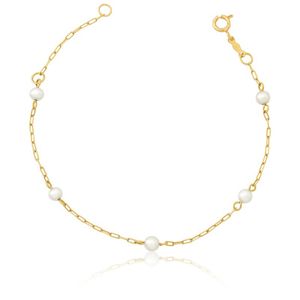 Pulseira Infantil em Ouro 18k com Pérolas