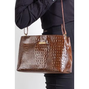 Bolsa de couro croco estruturada Evelyn