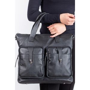 Bolsa para notebook de couro liso grafite Jaque