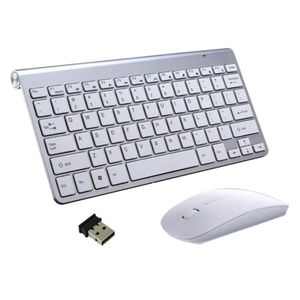 Kit Teclado Slim Com Mouse Sem Fio 2.4g Ultra Fino Para Pc Notebook Prata