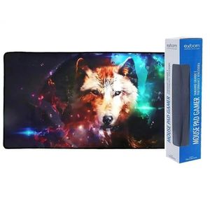 Mouse Pad Gamer Extra Grande Lobo Bordas Costuradas Base Antiderrapante