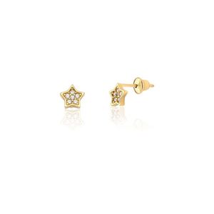 Brinco Infantil de Ouro 18k Estrela Baby