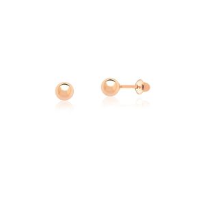 Brinco Infantil em Ouro Rosé 18k Bolinha 4mm