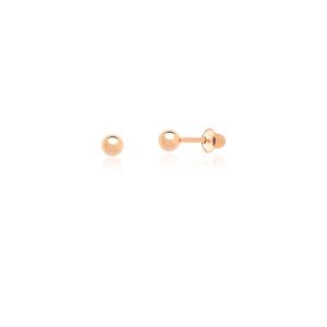 Brinco Infantil em Ouro Rosé 18k Bolinha 3mm