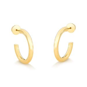 Brinco Meia Argola de Ouro 18k Tamanho Médio