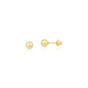 Brinco Infantil Bolinha 3 mm em Ouro 18k