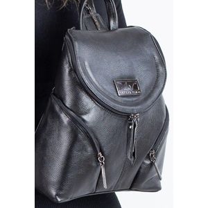 Mochila pequena de couro liso grafite Cecília