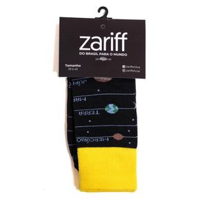 Meia Zariff Masculina Estampada 5819 Preto/Amarelo