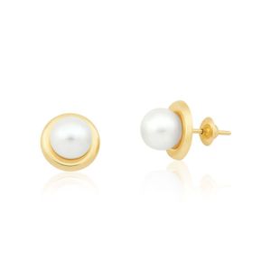 Brinco de Ouro 18k Infantil com Pérola Rococó
