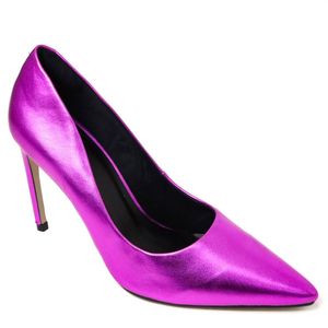Sapato Scarpin Zariff Metalizado Salto Alto Bico Fino