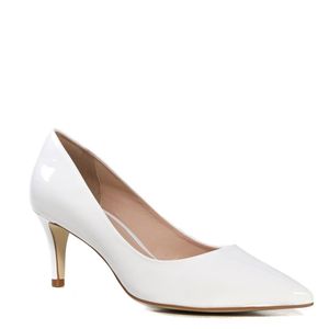 Sapato Scarpin Feminino Verniz Zariff Branco Bico Folha