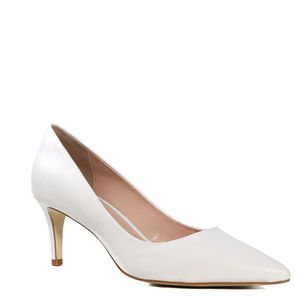 Sapato Scarpin Feminino Zariff Branco Bico Folha