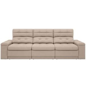 Sofá Retrátil Reclinável 4 Lugares DDS Next Brunello com Almofadas Fixas, Revestimento Velosuede e Espuma D26 - 230cm de largura