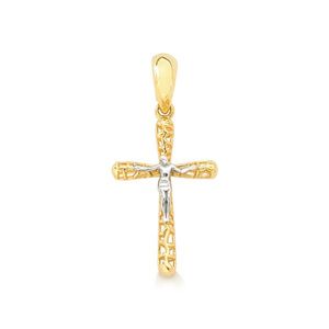 Pingente de Ouro Amarelo e Branco 18k Cruz