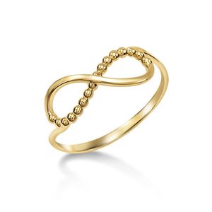 Anel de Ouro 18k Infinito com detalhe em bolinhas