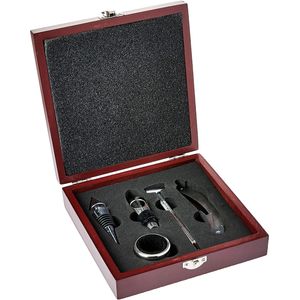 Kit de Acessórios para Vinho Adongo Inox e Metal 5 Peças em Caixa com Fecho