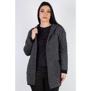 Casaco feminino de malha com bolso e capuz 60015