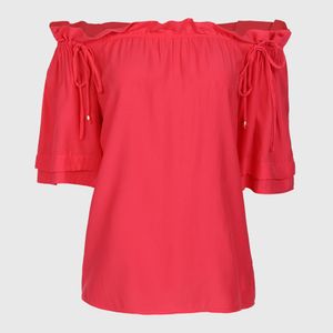 Blusa Ombro a Ombro com regulagem Coral