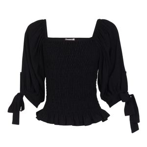 Blusa Croppped Ombro a Ombro Lastex Preto