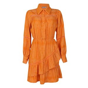 Vestido Curto com Manga Laranja