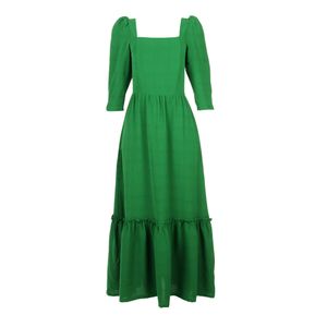 Vestido Longuete Decote Quadrado Manga Verde