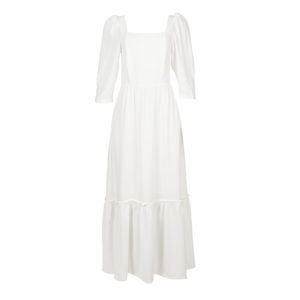 Vestido Longuete Decote Quadrado Manga Off White