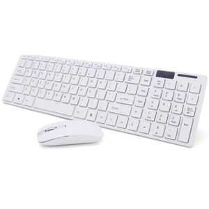 Kit Teclado E Mouse Sem Fio Wifi Usb 1600dpi 2.4ghz Slim Pc Branco