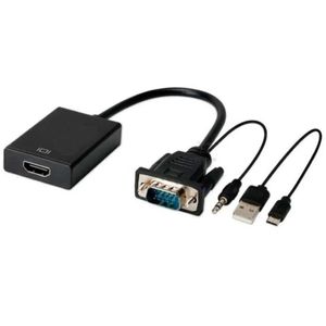 Conversor VGA Para HDMI Saída 1080p Hd Tv Hdtv Áudio P2