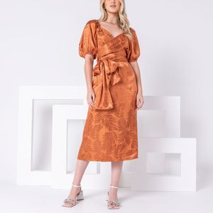 Vestido Midi Transpassado Cobre