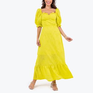 Vestido Corpete Laise Amarelo