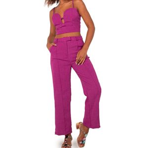 Calça Cigarrete Linho Magenta