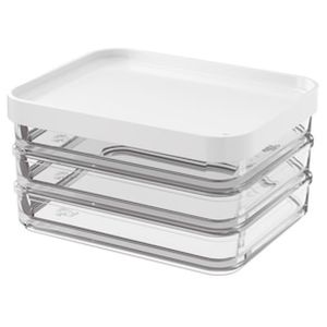 Pote Clear Trio Coza 20770/3007 em Poliestireno Transparente/ Branco  840 ml