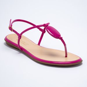 Rasteira Flat Feminina Enfeite Resina -Magenta