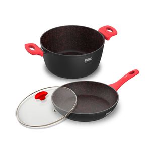 Panelas Ichef Home Sauté Grand e Family Size com Tampa de Vidro 24Cm Vermelha | Ichef