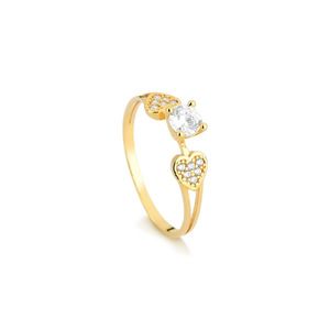 Anel Solitário de Ouro 18k com Zircônia