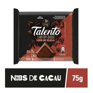 Chocolate Garoto Talento Dark 70% Nibs De Cacau 75g