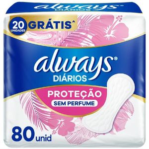 Protetor Diário Always Sem Perfume Com 80 Unidades