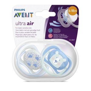 Chupeta Avent Ultra Air Azul 6 A 18 Meses Com 2 Unidades