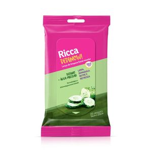 Lenco De Limpeza Facial Ricca Pepinow Pepino E Agua Micelar 25 Unidades