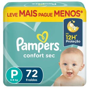 Fralda Pampers Confort Sec Bag P Com 72 Unidades