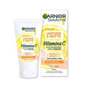 "Protetor Solar Facial Hidratante Garnier Uniform & Matte Vitamina C Fps 50 Clara 40g"