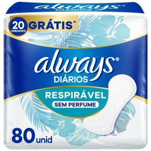 Protetor Diário Always Respirável Sem Perfume Com 80 Unidades