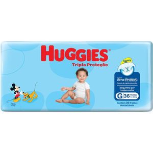 Fralda Huggies Tripla Protecao Mega G Com 36 Unidades