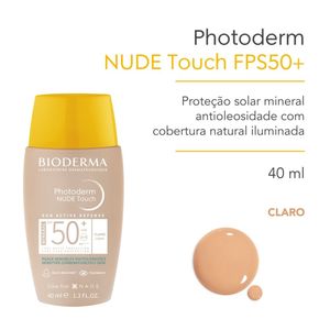 Protetor Solar Bioderma Photoderm Nude Touch Claro Para Pele Oleosa Fps 50+ 40ml