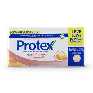 Kit Sabonete Barra Protex Antibacteriano Vitamina E Lmpm 6un 85g