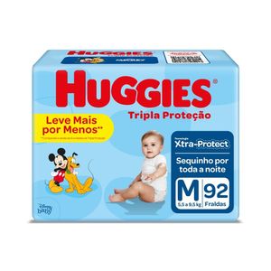 Fralda Huggies Tripla Proteção Hiper M Com 92 Unidades